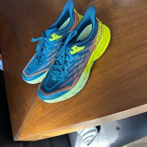 Hoka Men's Teal and Lime Athletic Shoes